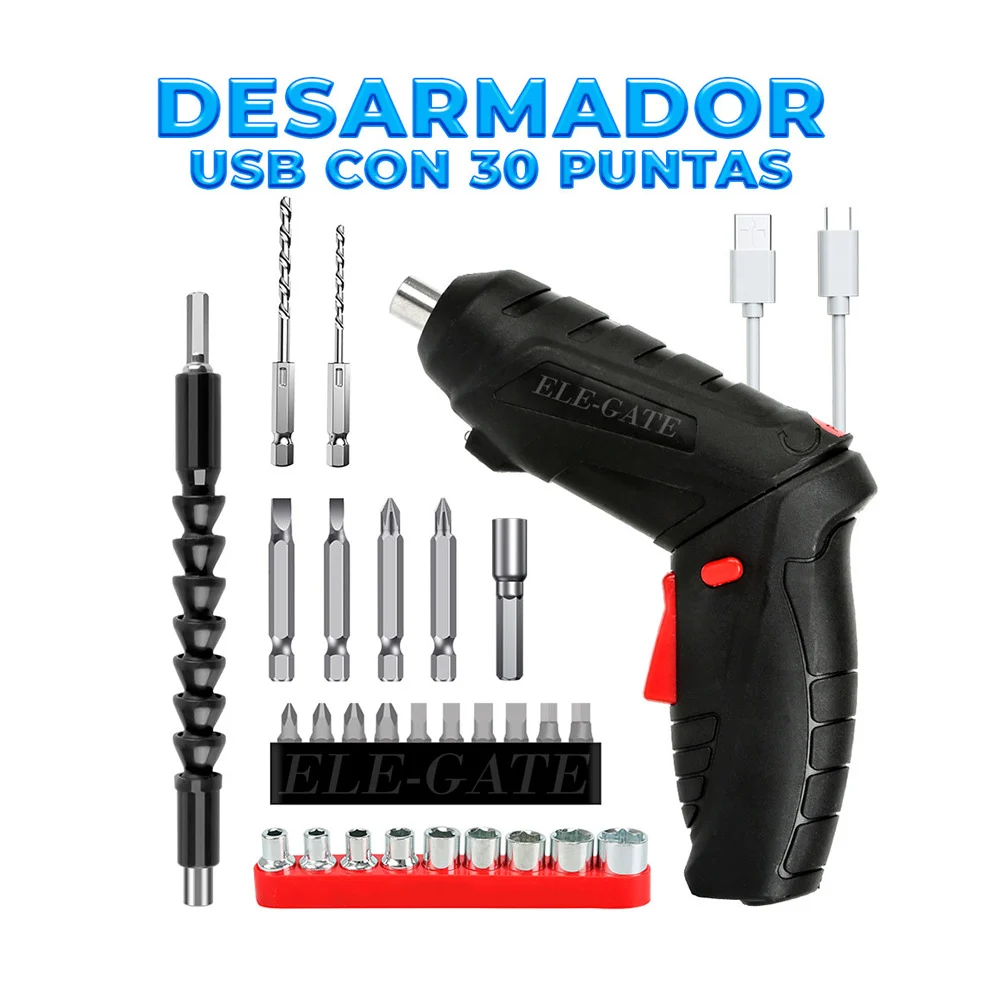 Destornillador inalámbrico 30e1 plegable con puerto de carga usb / co…