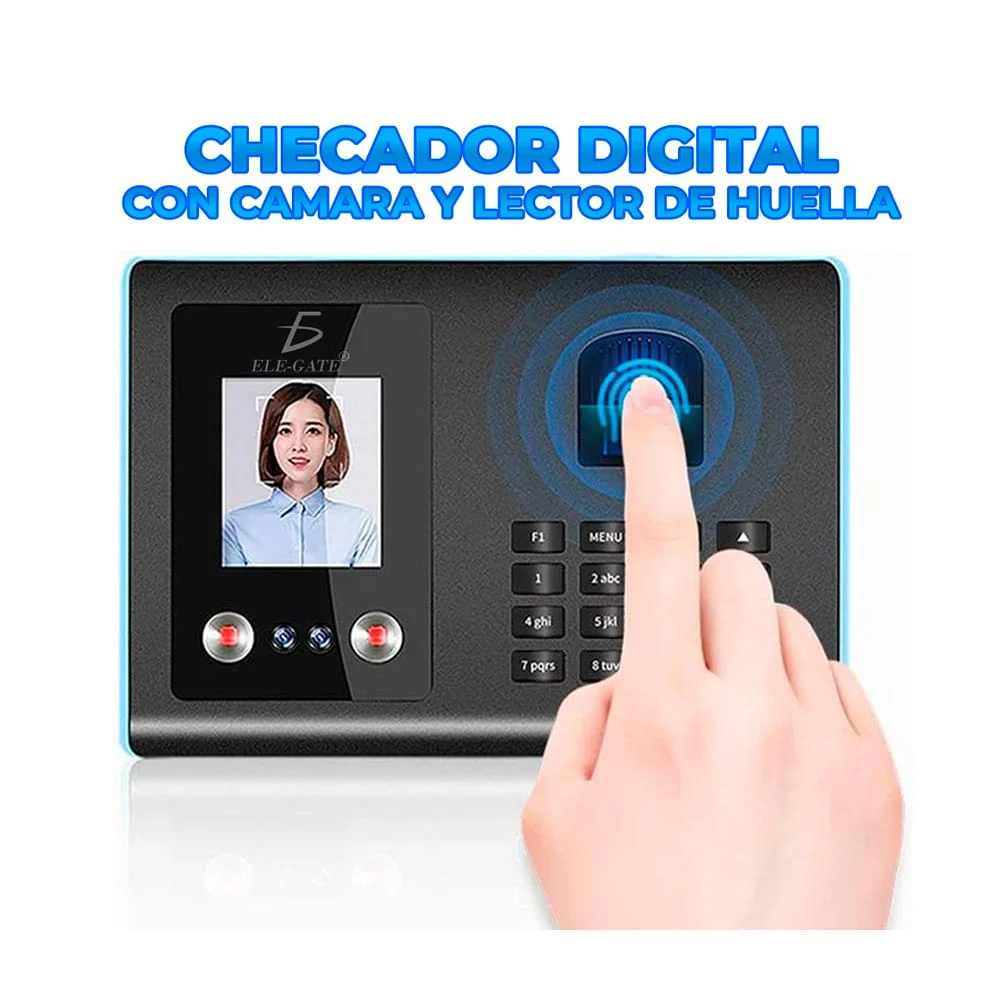 Maquina reloj checador con identificador de huella y cámara frontal