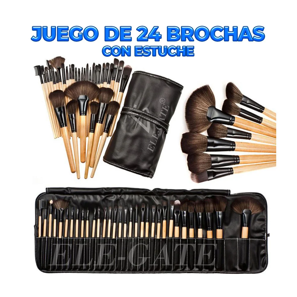 Estuche con 24 brochas para aplicar maquillaje, variedad de colores