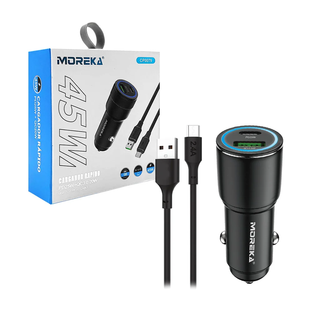 Plug-in cargador de celular moreka para auto con puerto usb-tipo c y …