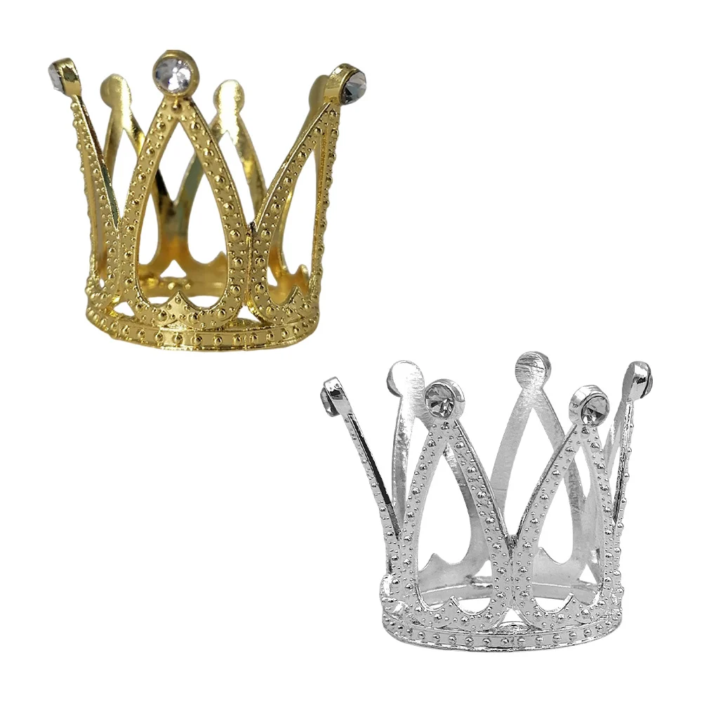 1pza Mini corona metálica de 6 picos con pedrería en las puntas, 3x3.…