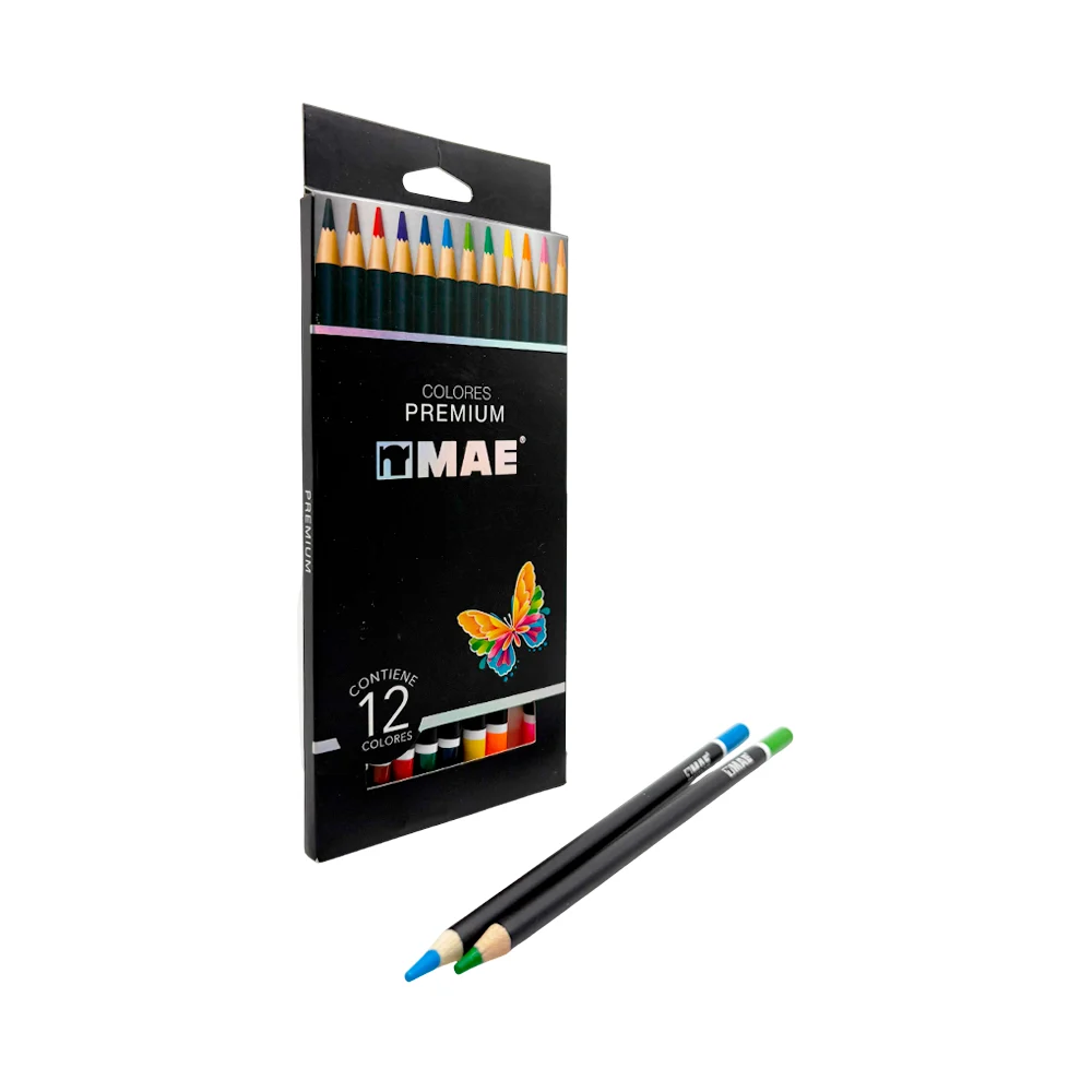 Caja con 12 colores premium mae, colores intensos, redondos, trazo su…