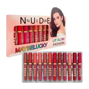 Paquete con 12 labiales líquidos en tono matte new nude, variedad de …