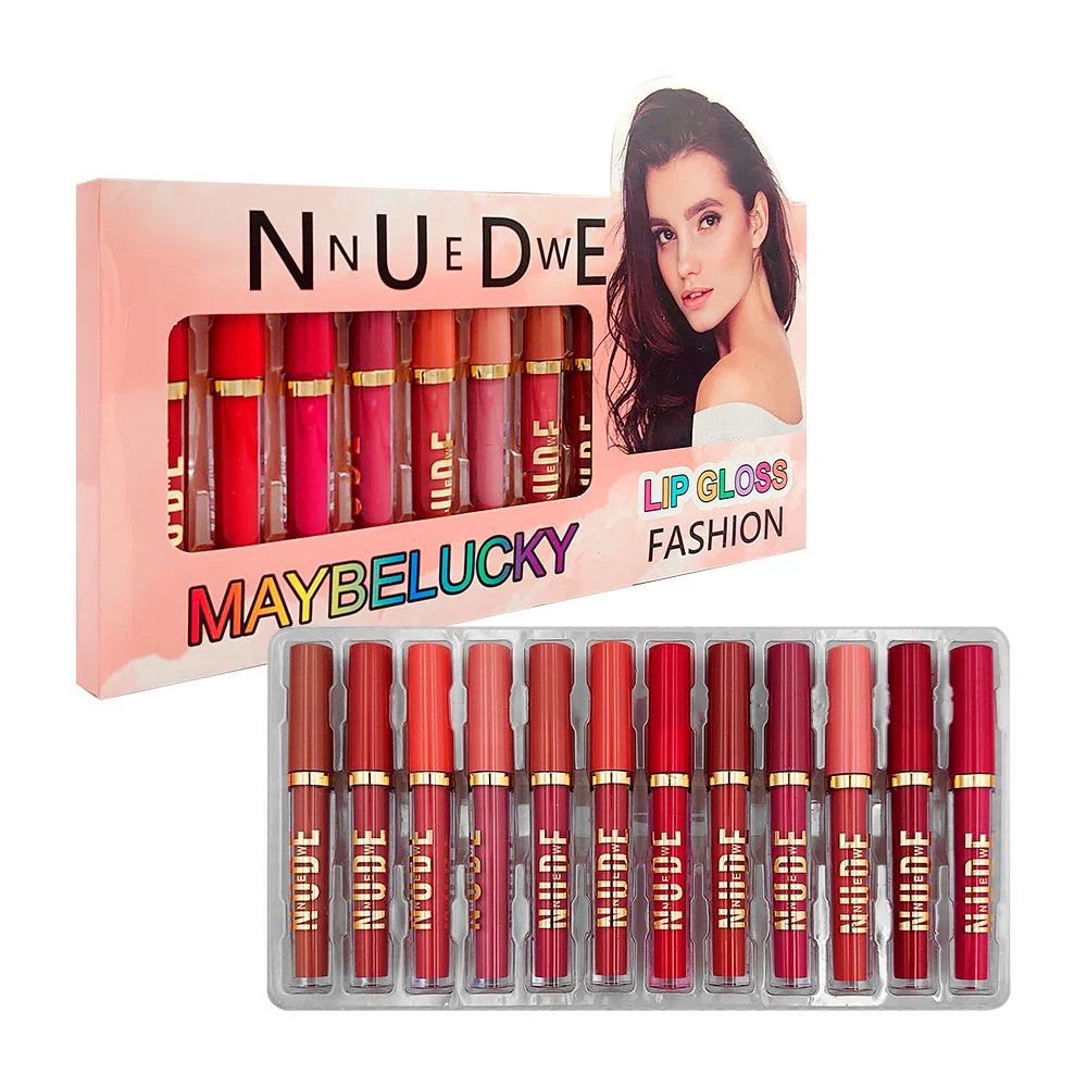 Paquete con 12 labiales líquidos en tono matte new nude, variedad de …