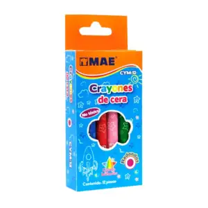 Caja con 12 crayones redondos de cera mae de colores brillante / cym-…