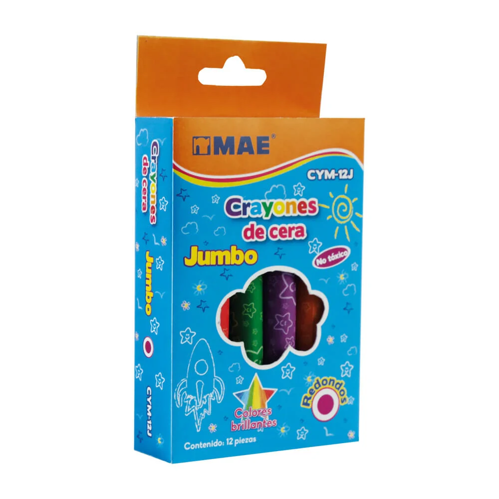Caja con 12 crayolas crayones jumbo redondos mae de cera, variedad de…