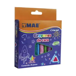 Caja con 24 crayolas crayones triangulares delgados de colores / cym-…