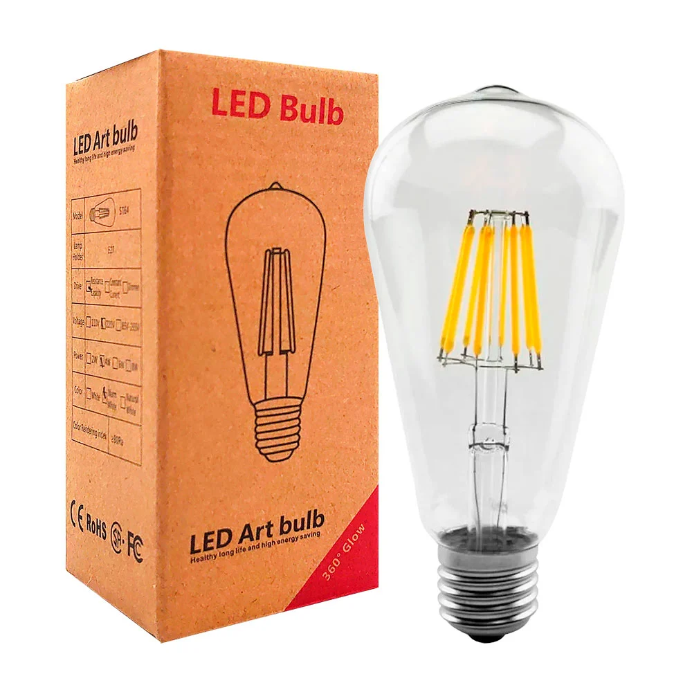 Foco led st64 tipo vintage de luz cálida funcionamiento con 220v / le…