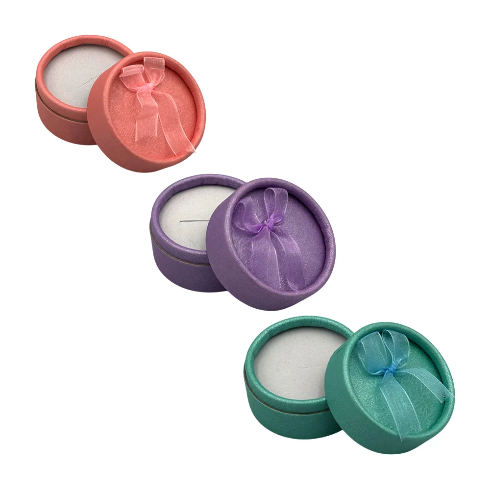 1pza Caja estuche redondo con estampado de flores y moño para anillos…
