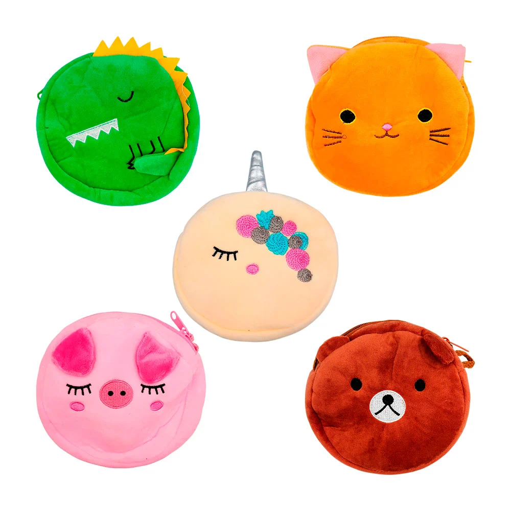 1pza bolsa - monedero redondo afelpado de 15cm aprox con diseño de an…