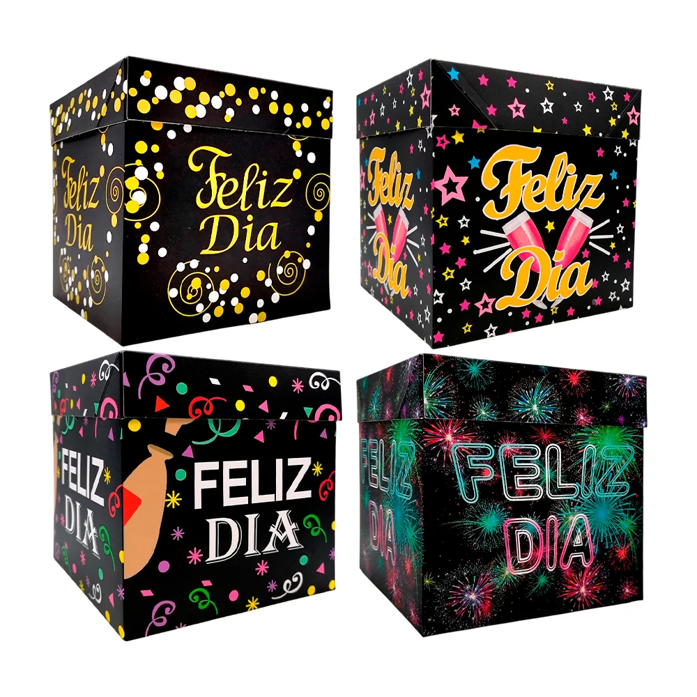 Caja de regalo chica con diseño de feliz dia 15 x 15 x 15 cm, varieda…