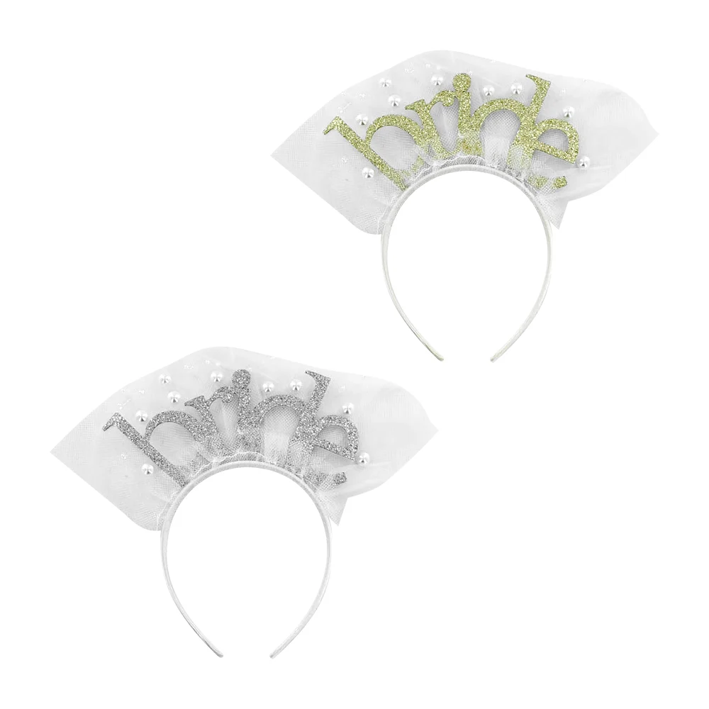 1pza Diadema con tul y perlas + frase bride, variedad de colores / dd…