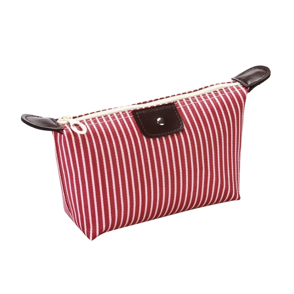 Bolsa cosmetiquera pequeña de tela con diseño de rayas, variedad de c…