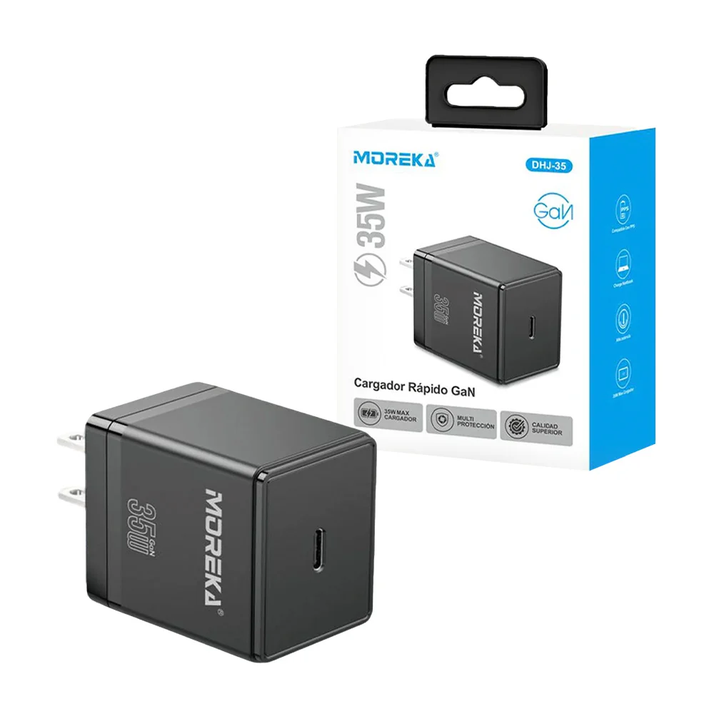 Cubo cargador rápido GaN con potencia de 35w, puerto tipo c y multi p…