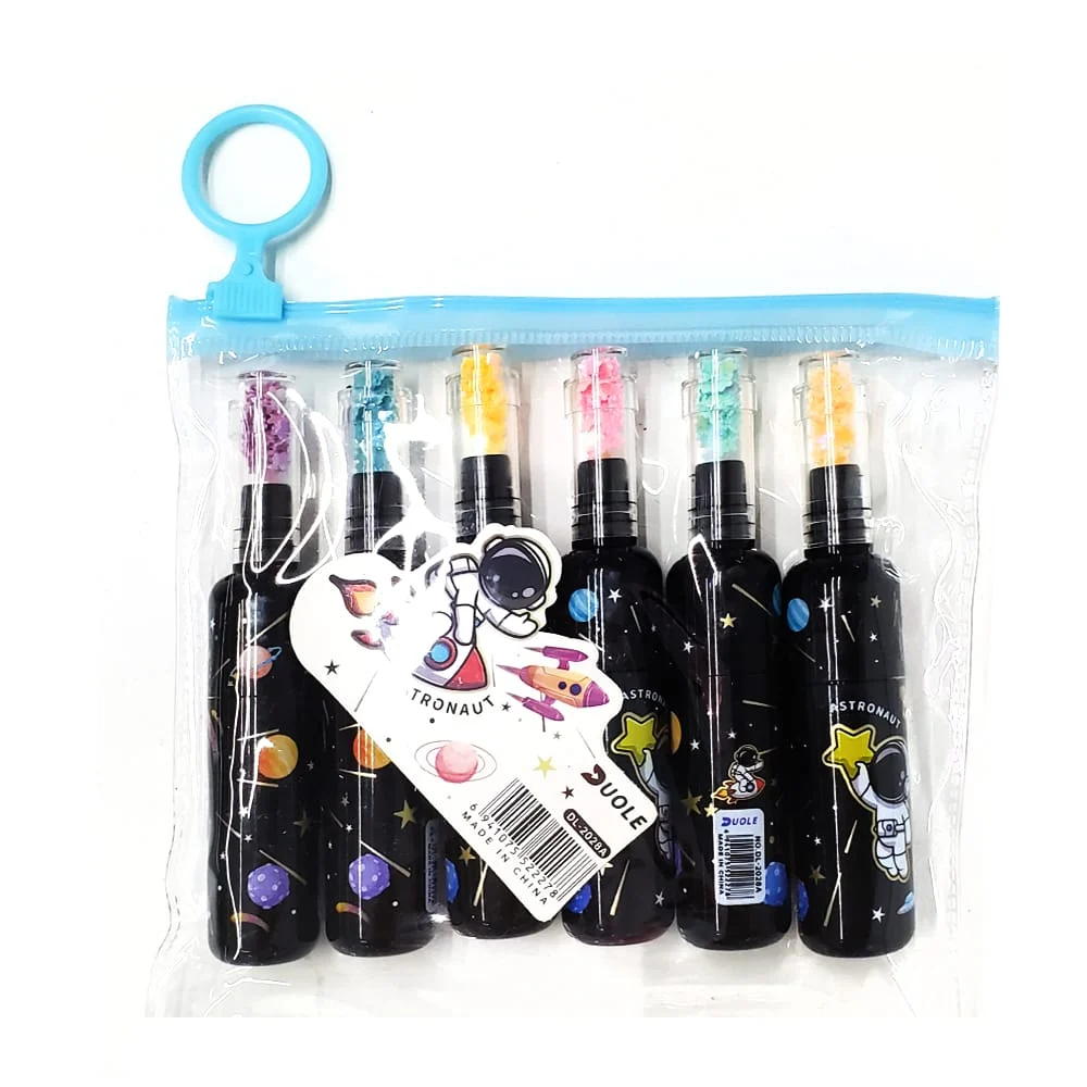 Blíster 6 mini marcatextos de colores en diseño de botellita con esta…