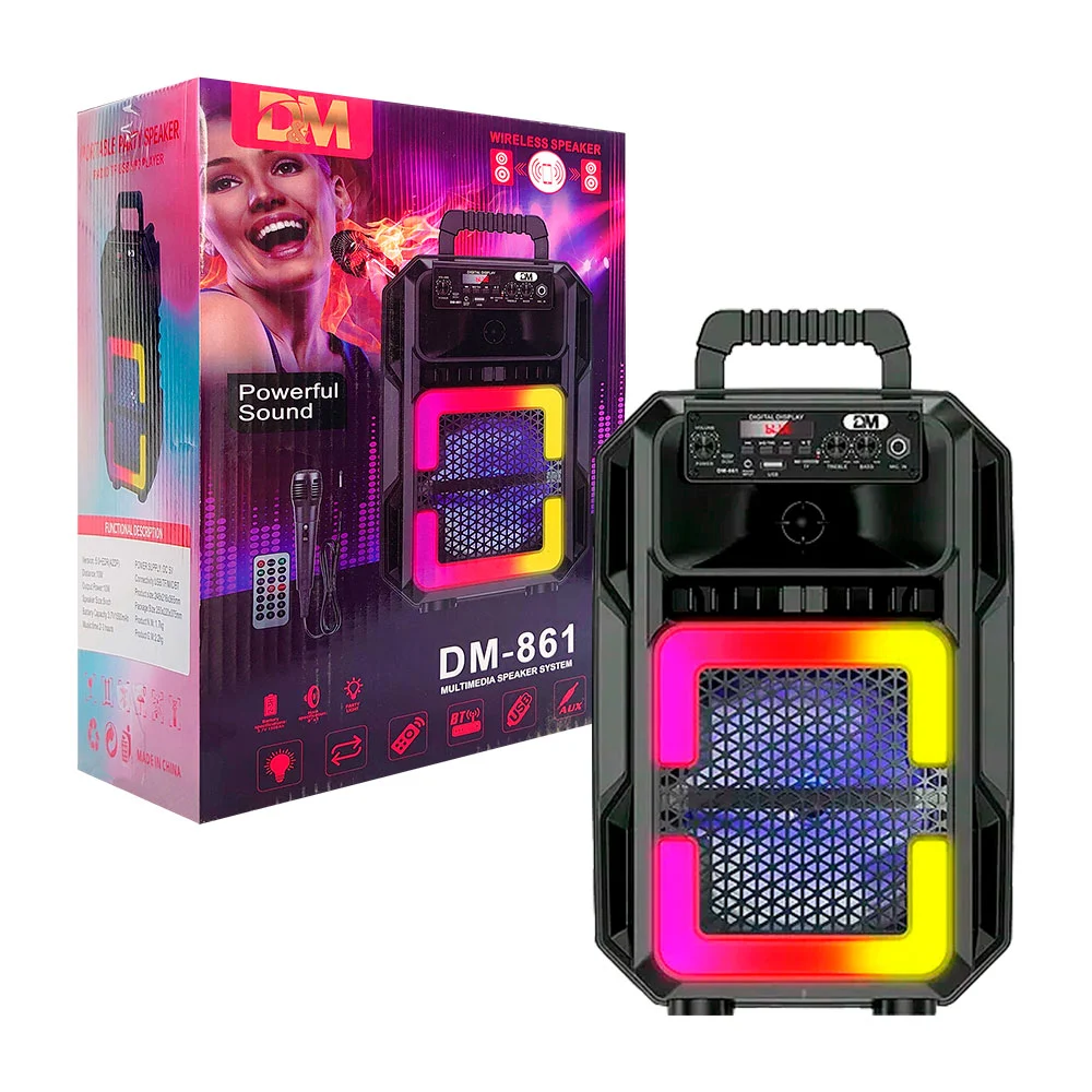 Bocina 8 pulgadas recargable, conexión bluetooth entrada usb, tf, aux…