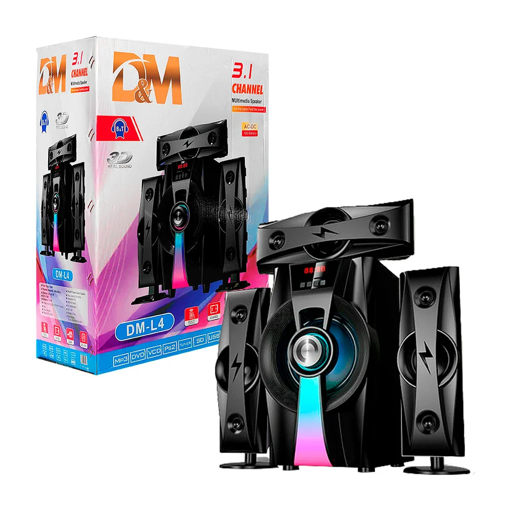 Equipo de sonido bluetooth con 3 amplificadores luz led control de vo…