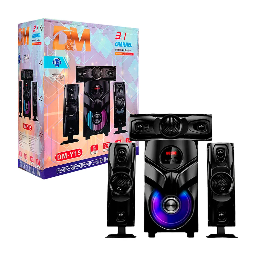 Equipo de sonido con 3 altavoces pantalla digital conexión bluetooth,…