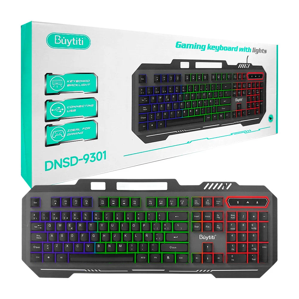 Teclado gamer alámbrico buytiti con luces rgb y switches mecánicos / …