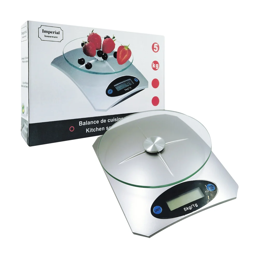 Báscula digital para cocina con base circular de cristal y capacidad …