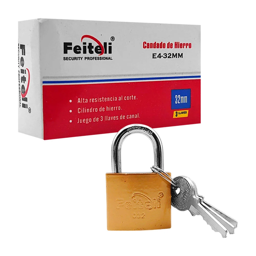 Candado feiteli mini de hierro, gancho corto, nivel de seguridad bási…
