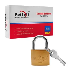 Candado feiteli chico de hierro, 38mm, resistencia al corte con ganch…