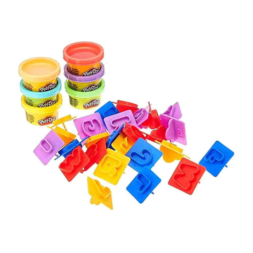 Set de 6 masas play-doh + 26 moldes para crear letras / e8532
