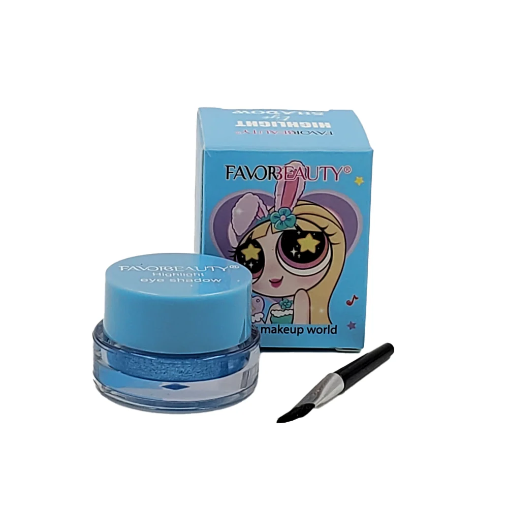 1pza Sombra para ojos favorbeauty con brillo y mini brocha aplicadora, variedad de tonos / eb7080