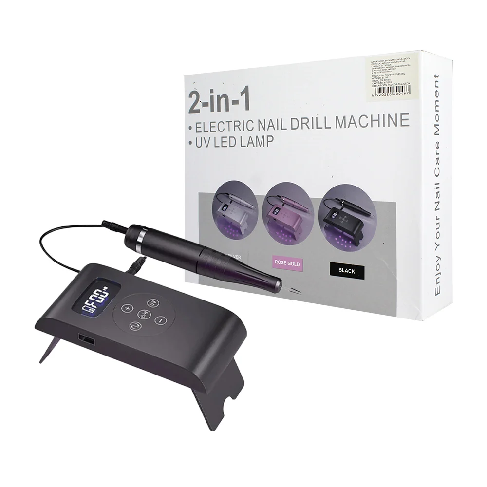 Lima eléctrica para uñas 2 en 1 con lámpara uv + repuestos, variedad de colores / el-95
