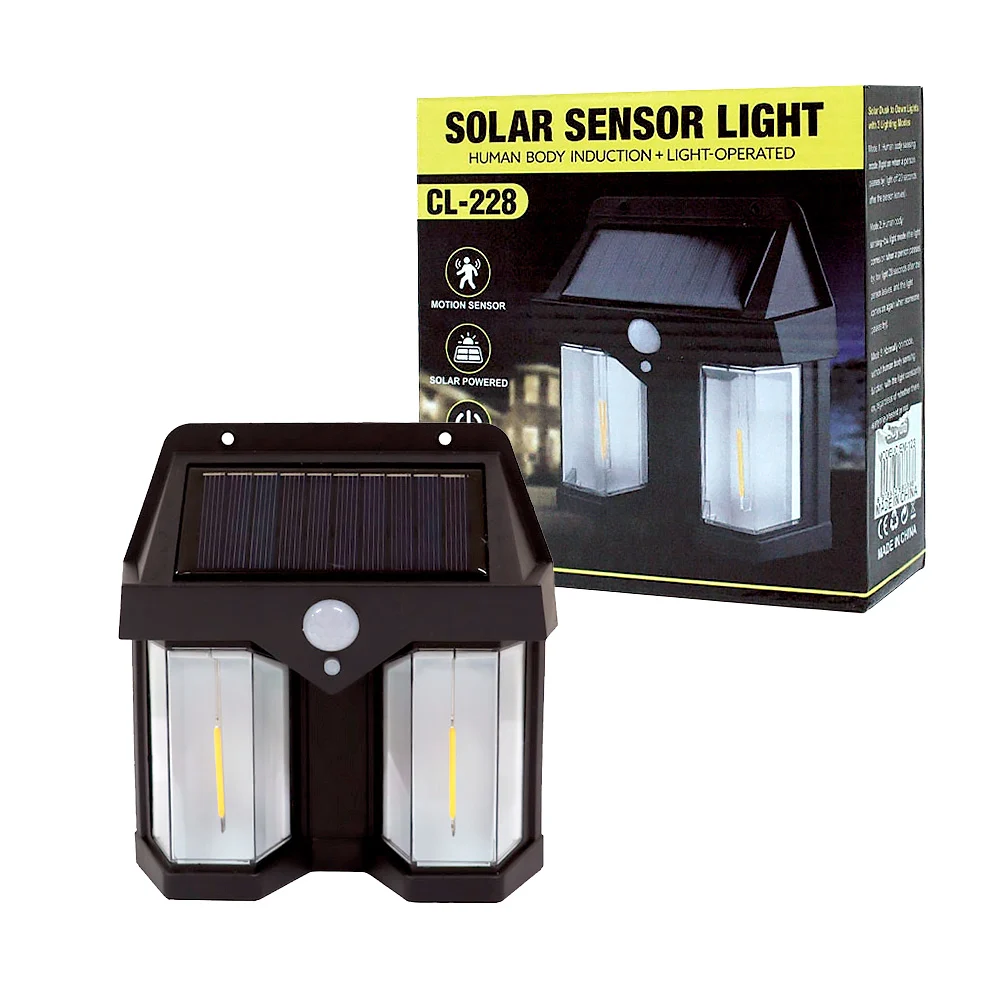 Lámpara led solar con sensor de movimiento para pared con apagado aut…
