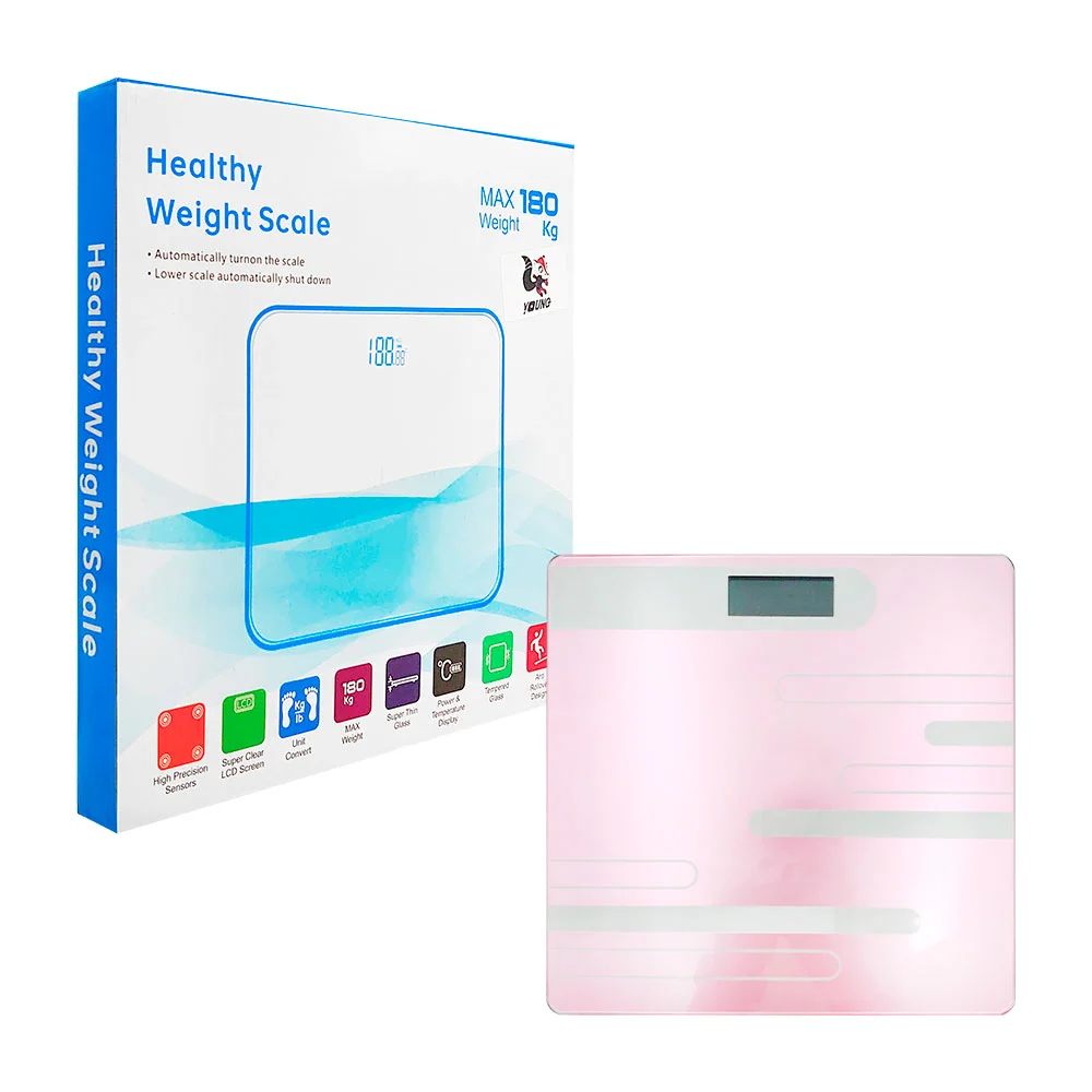 Báscula digital de cristal con diseño estampado de líneas, 180 kg de …