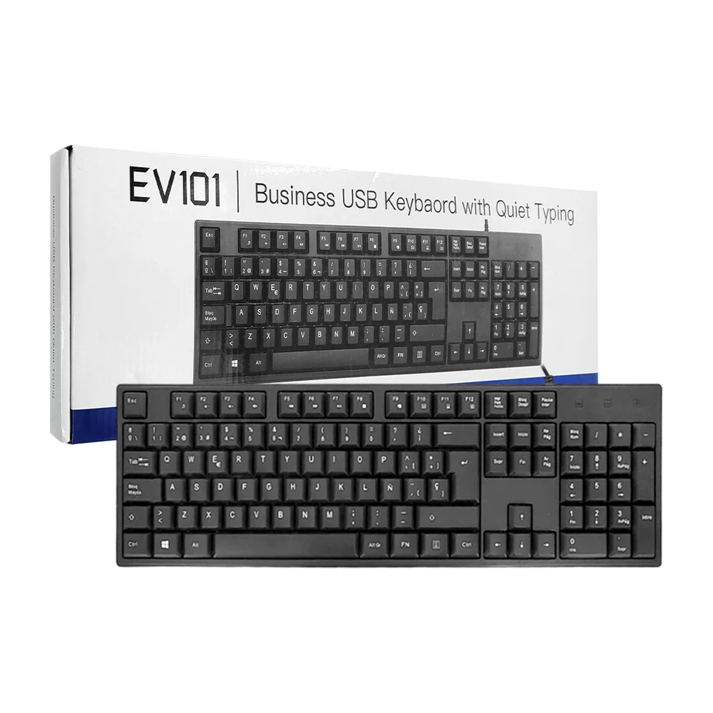 Teclado alámbrico con teclas silenciosas y barra espaciadora curva / …