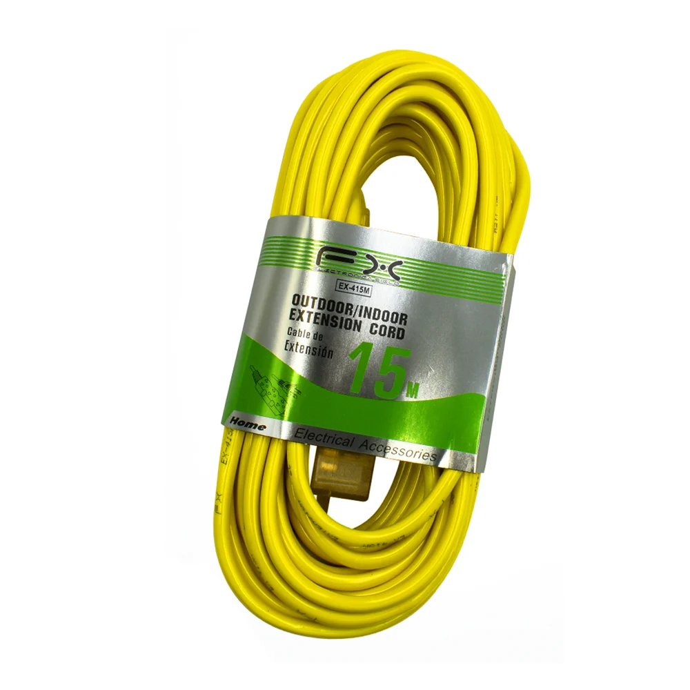 Extention Ex Extensión eléctrica amarilla de 15 metros con 3 contactos / ex-415m ...