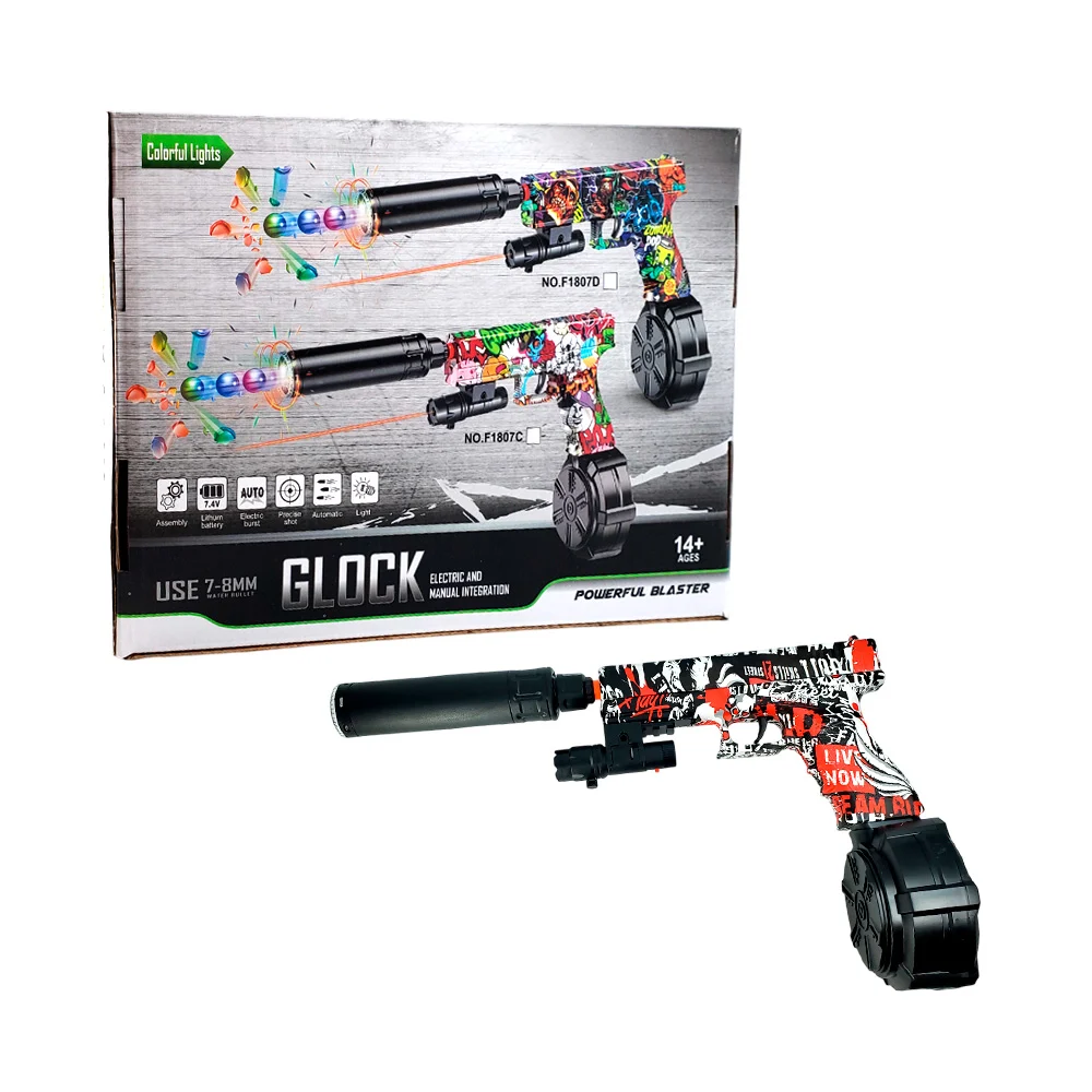 Pistola de hidrogel tipo glock eléctrica y manual con diseño graffiti…