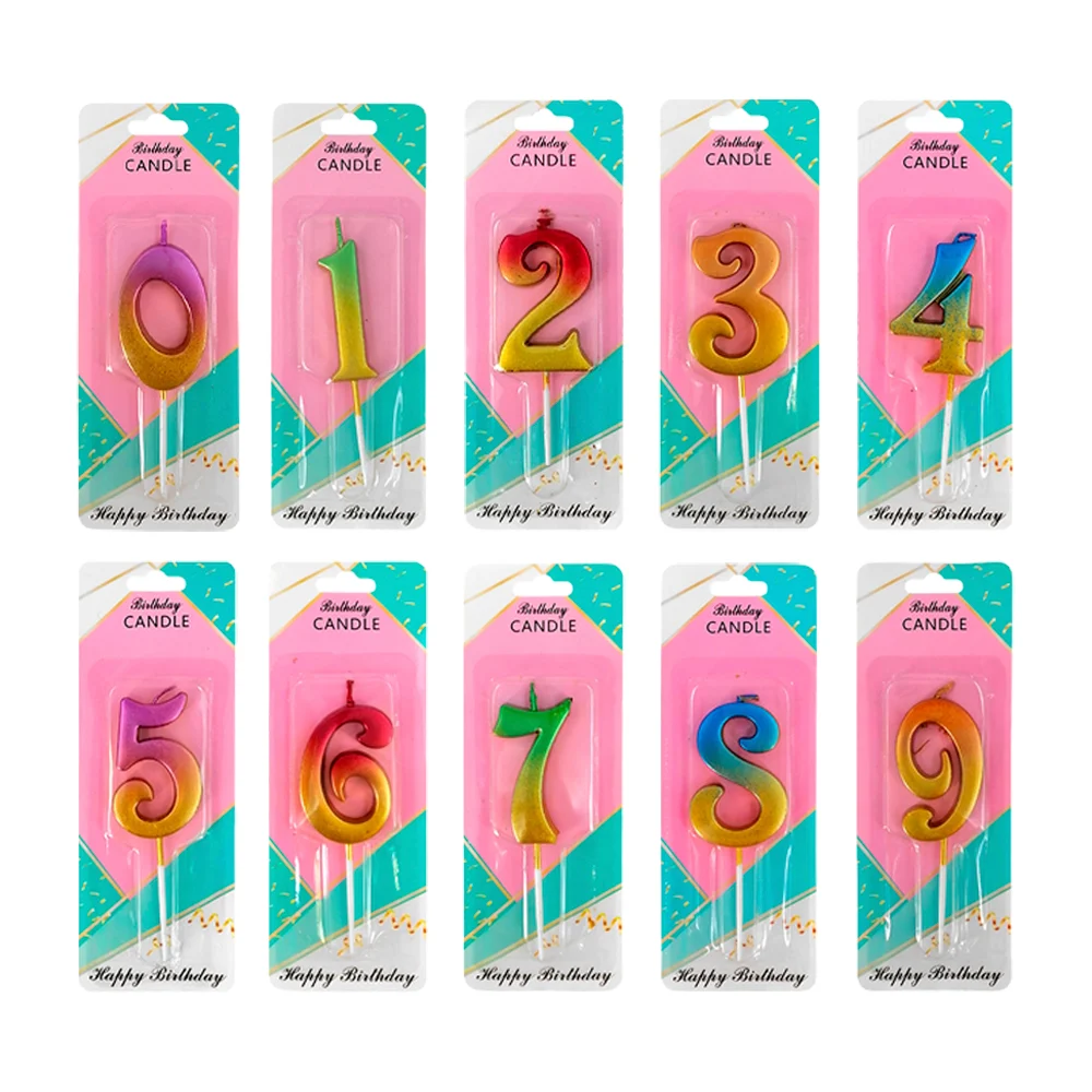 1pza Vela chica con diseño en forma de número en tono metálico bicolo…