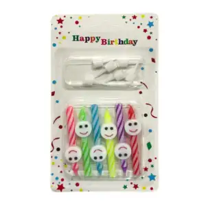 Paquete de 6 velas con diseño tipo bastón de caramelo con caritas en …