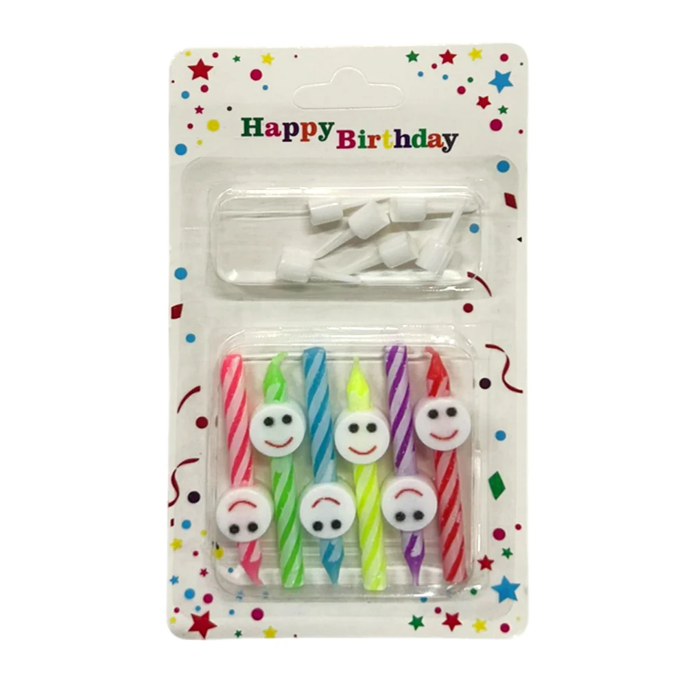 Paquete de 6 velas con diseño tipo bastón de caramelo con caritas en …