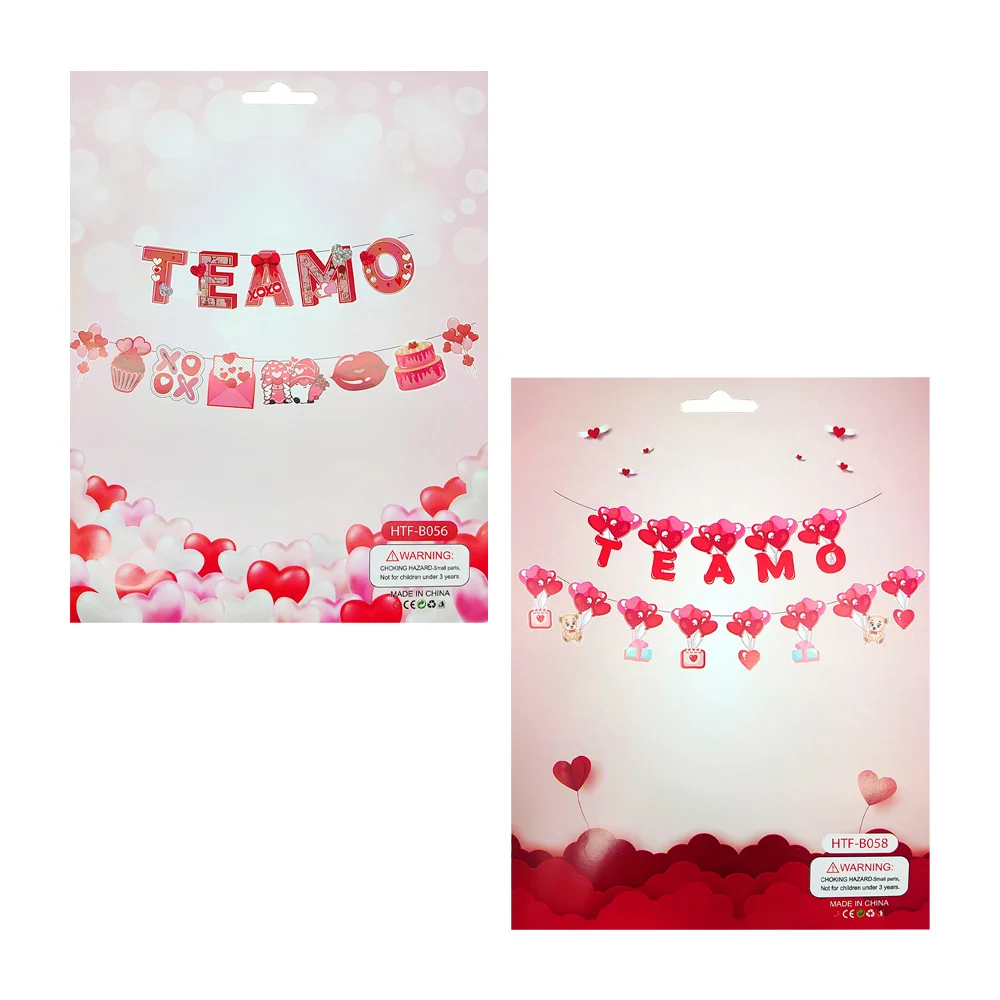 Banderín con temática día de san valentín y frase te amo, variedad de…