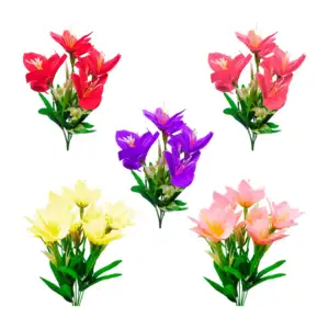 Manojo ramo de 5 lirios flores artificiales con hojas, variedad de co…