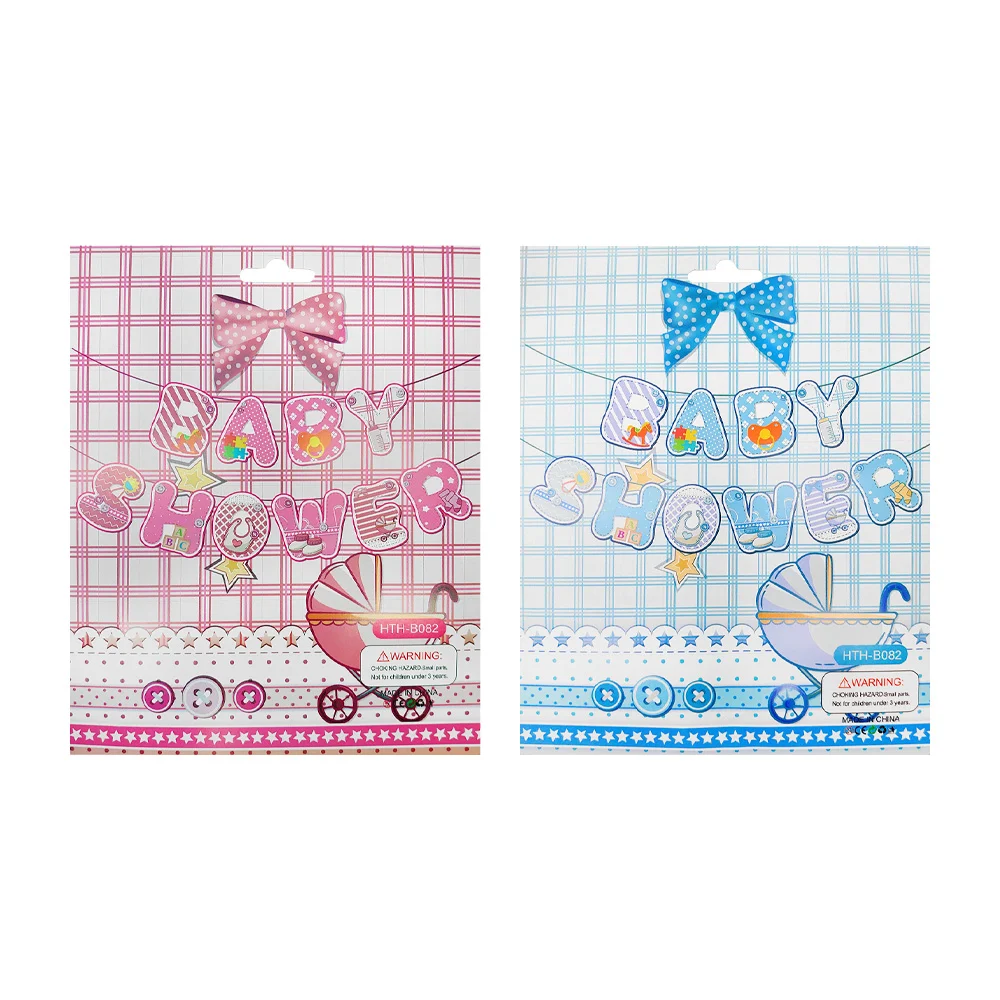 Banderín móvil con temática y frase baby shower en color azul o rosa …