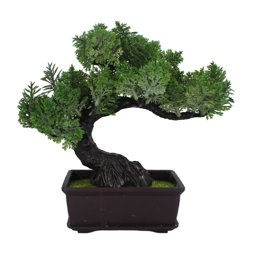 Maceta rectangular decorativa con pasto y árbol pequeño artificial / …