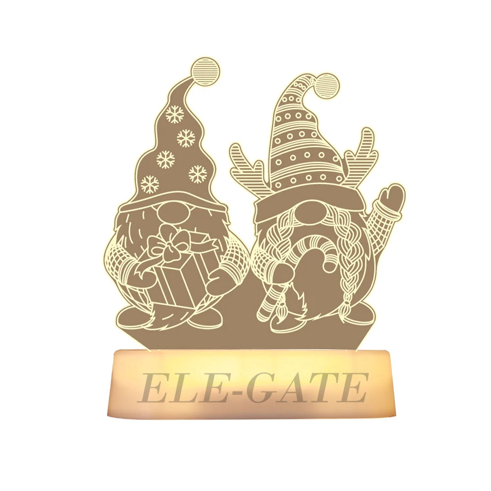 Lámpara 3d de acrílico con estampado de duendes - gnomos navideños, 1…