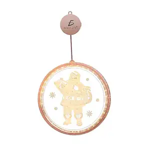 Adorno navideño colgante con luces led, en forma circular y con diseñ…