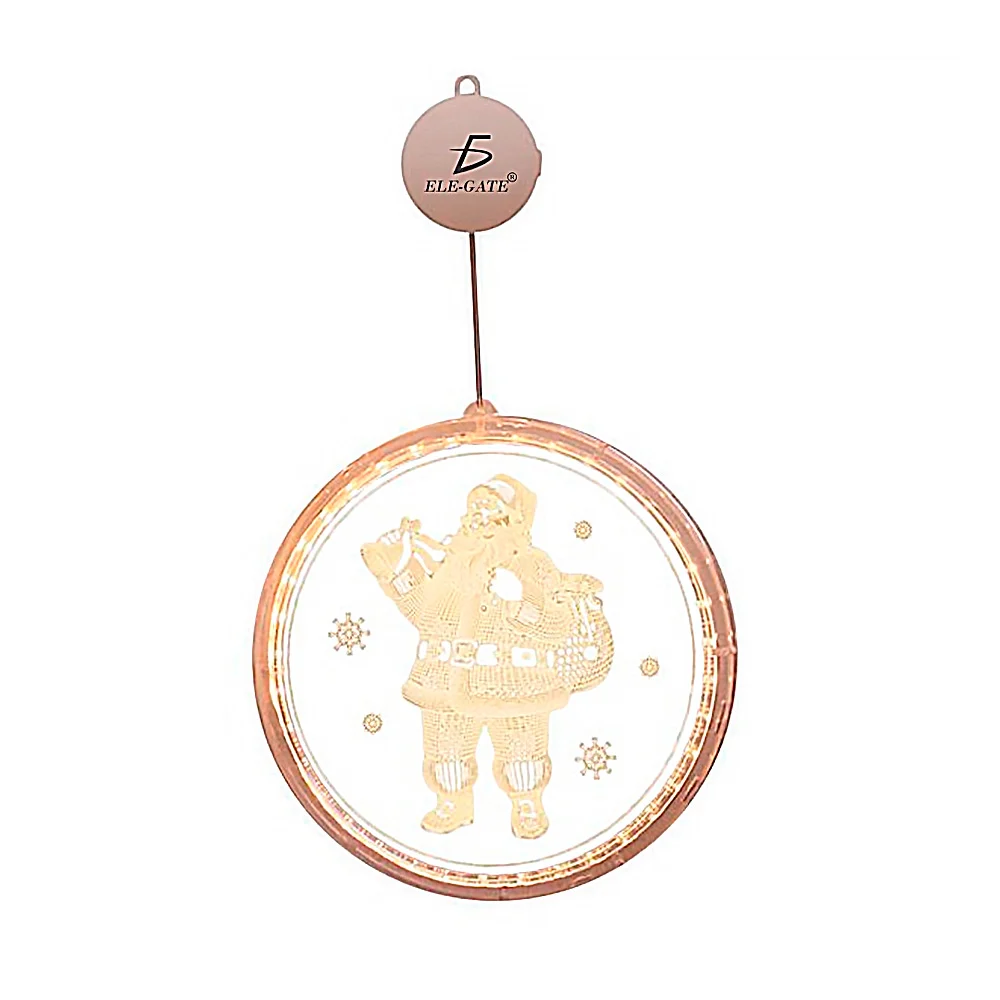Adorno navideño colgante con luces led, en forma circular y con diseñ…
