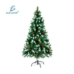 Pino / árbol de navidad artificial color verde con efecto nevado, piñ…