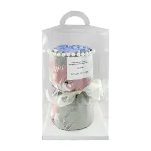 Ramo de 8 rosas bicolor artificiales, con base en forma de copa, deco…
