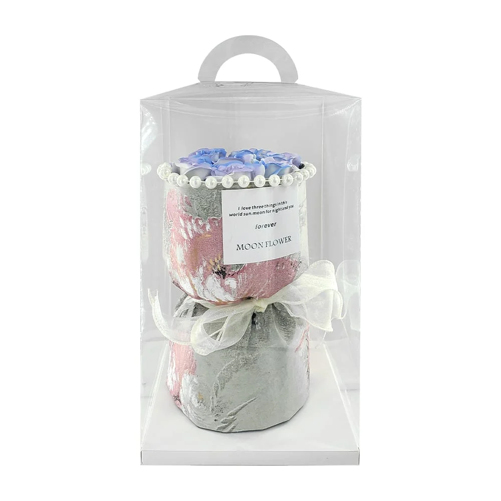 Ramo de 8 rosas bicolor artificiales, con base en forma de copa, deco…