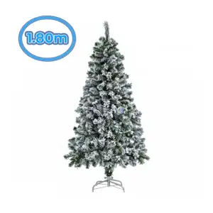 Árbol de navidad artificial de 1.80m en color verde con efecto nevado…