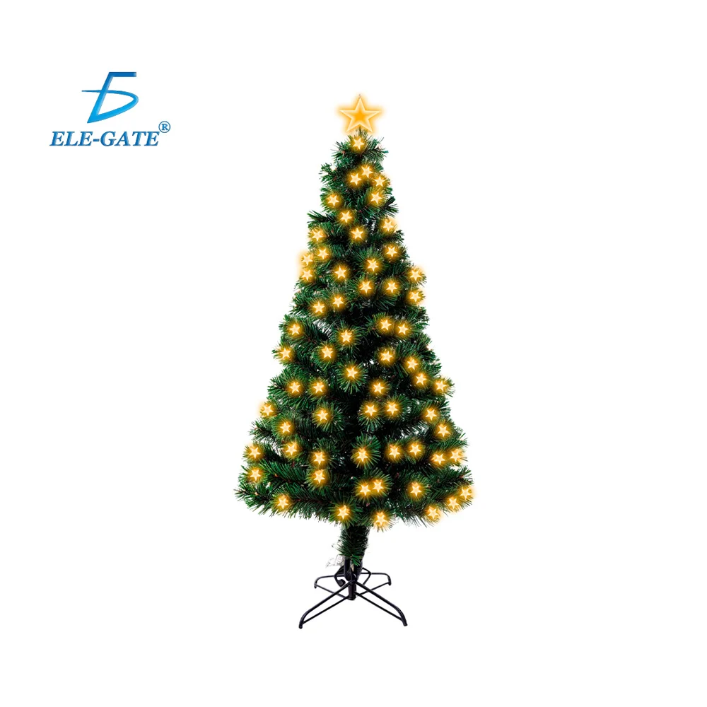 Pino / árbol de navidad artificial verde con luces de estrellas, pico…