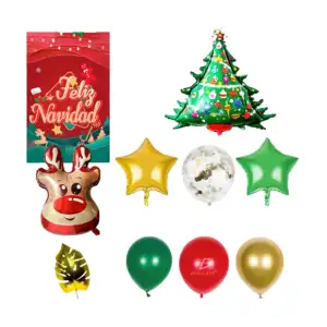 Kit decorativo para fiesta navideña con variedad de globos y adornos …